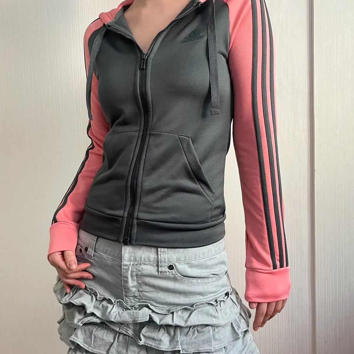 Adidas jersey hood zip up