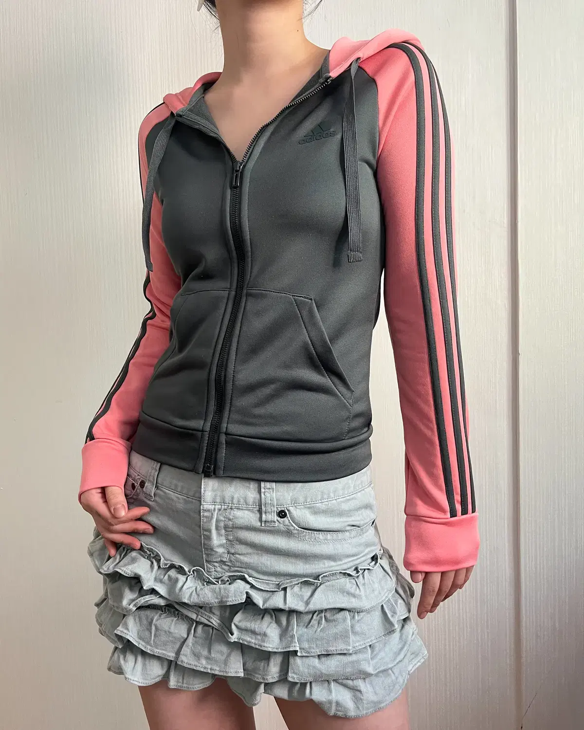 Adidas jersey hood zip up