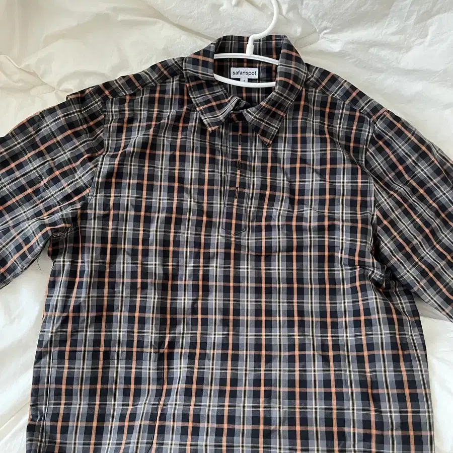 사파리 스팟 POCKET CHECK HALF SHIRTS (BROWN)