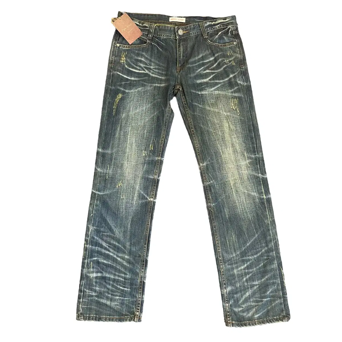 (34) Deadstock Monkey Jins Distressed Wash Denim Pants