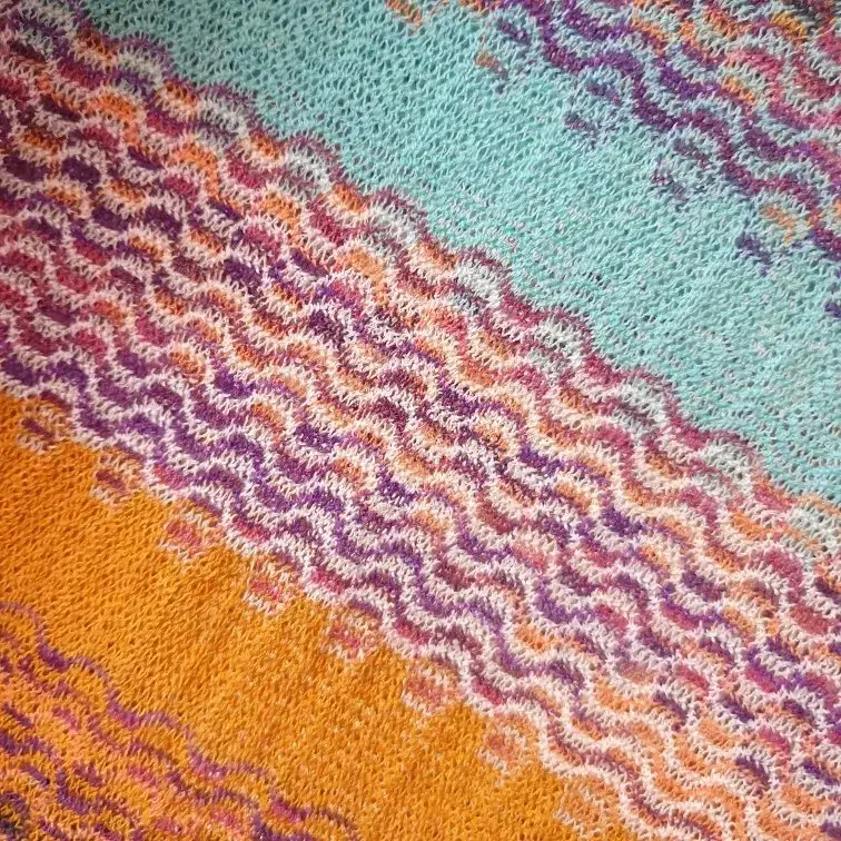 명품 MISSONI 미쏘니 메인라벨 파스텔 물결패턴 쉬어 니트 셔츠