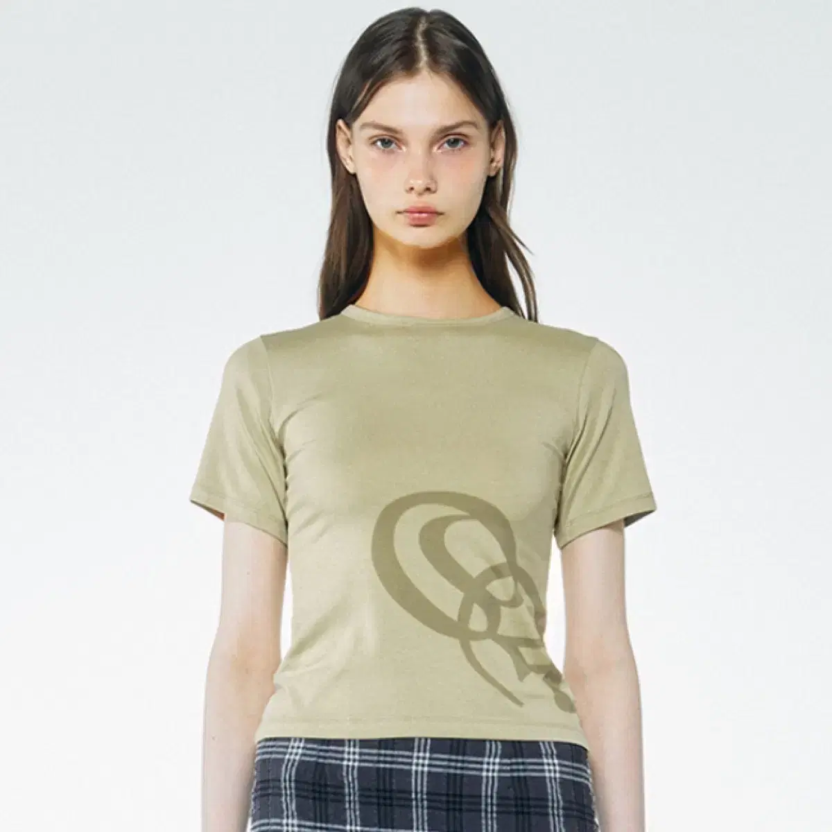 스컬프터 Oblique Logo Crop Top Pale Green