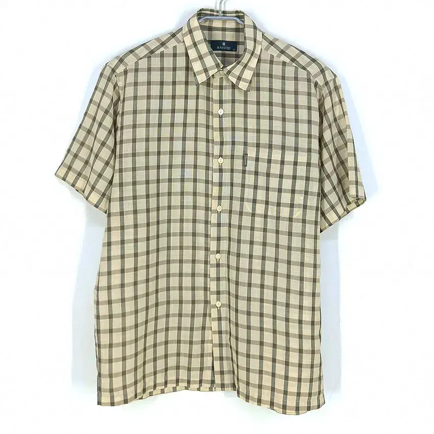 Maestro Nam Check Thin Short-Sleeved Shirt Beige 100 (HU31793)