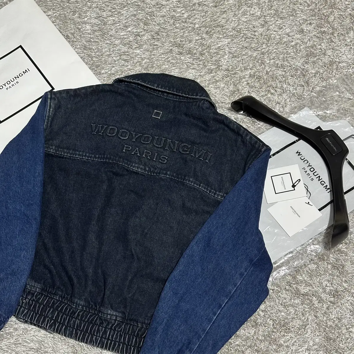 [RIO] Wooyoung Woo Youngmi Back Logo Denim Varsity Jacket