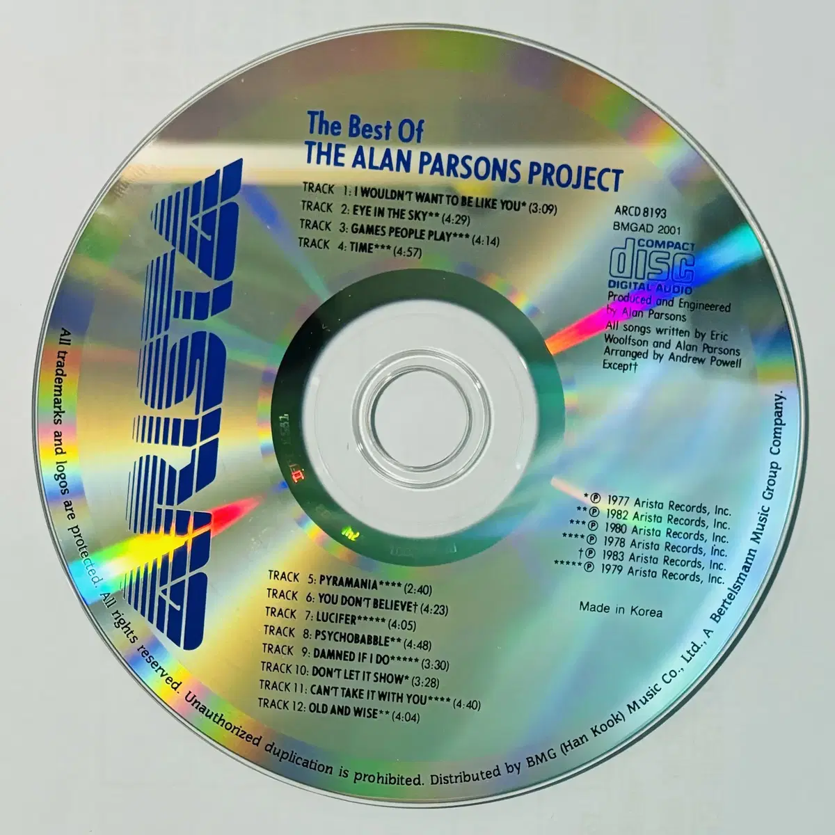 Alan Parsons Project - BEST (CD) 한국반 민트급