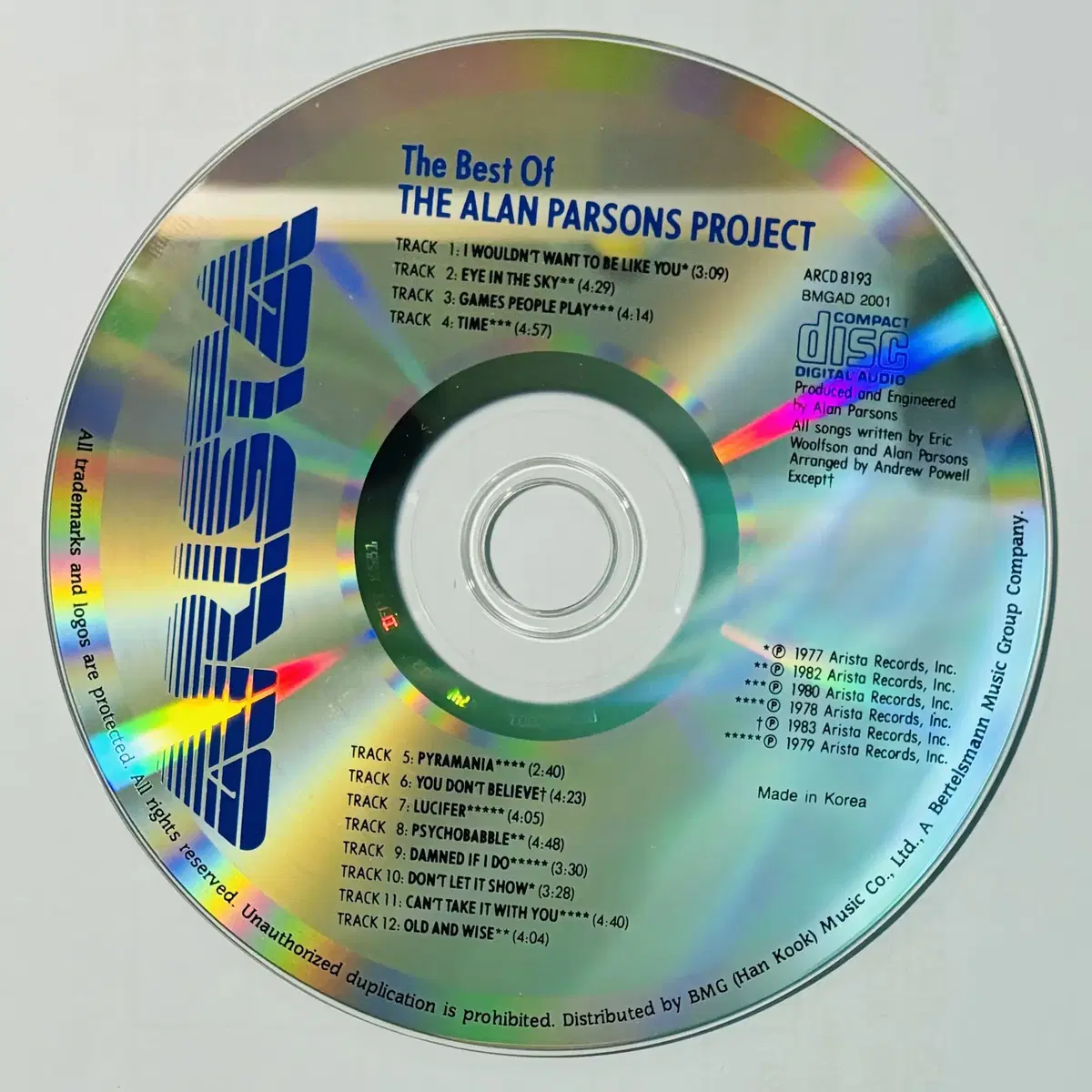 Alan Parsons Project - BEST (CD) 한국반 NM-