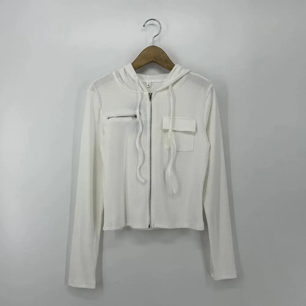 골지 크롭 후드집업 빈티지 Y2K (M size / WHITE)