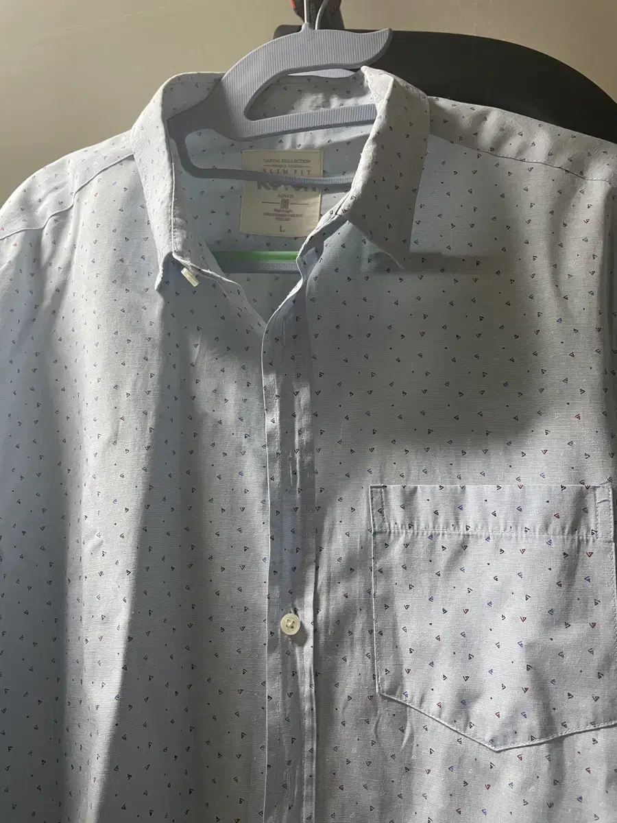 Men's Sky Blue Triangle Pattern Shirt 100-105