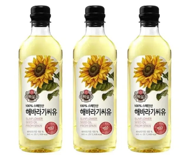 백설 해바라기씨유 900ml 3개 식용유 해바라기유