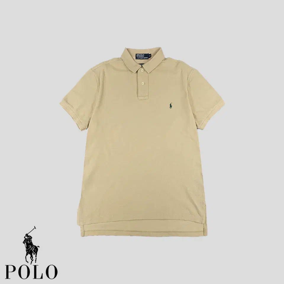 Polo Ralph Lauren Beige Green Pony Custom Fit Cotton100 PK Pique Kara Neck Short Sleeve