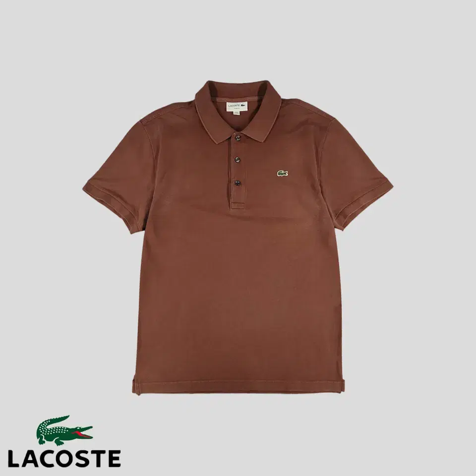 Lacoste Brown Croc-patched slim-fit cotton-blend PK Pique kara vahn short-sleeved T-shirt