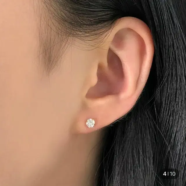 골드리아 14k 4mm 큐빅 피어싱 (크리스탈, 블랙)