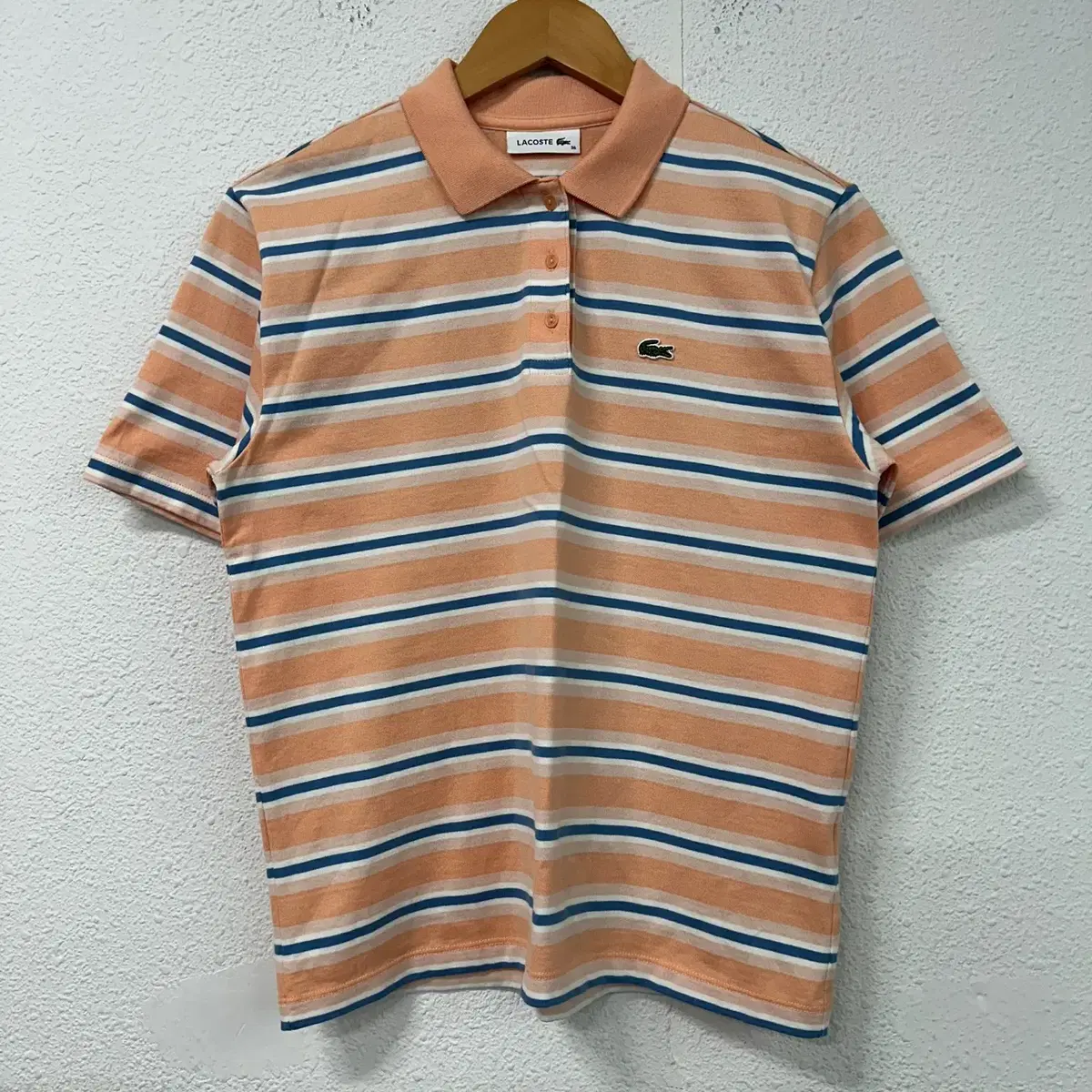 [36] New Lacoste Women's Striped PK Short Sleeve Karati 8985