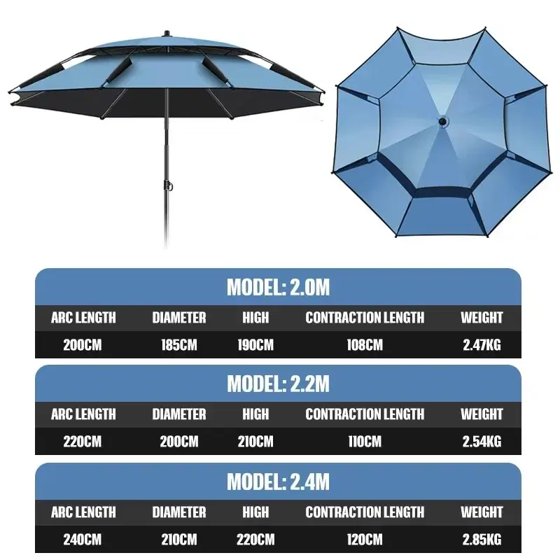 낚시용 이중 레이어 파라솔 우산 캠핑 해변 방풍 그늘