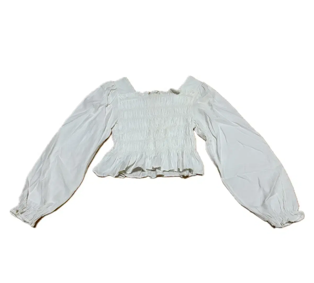 Abby Smokebanding Square-Neck Blouse White