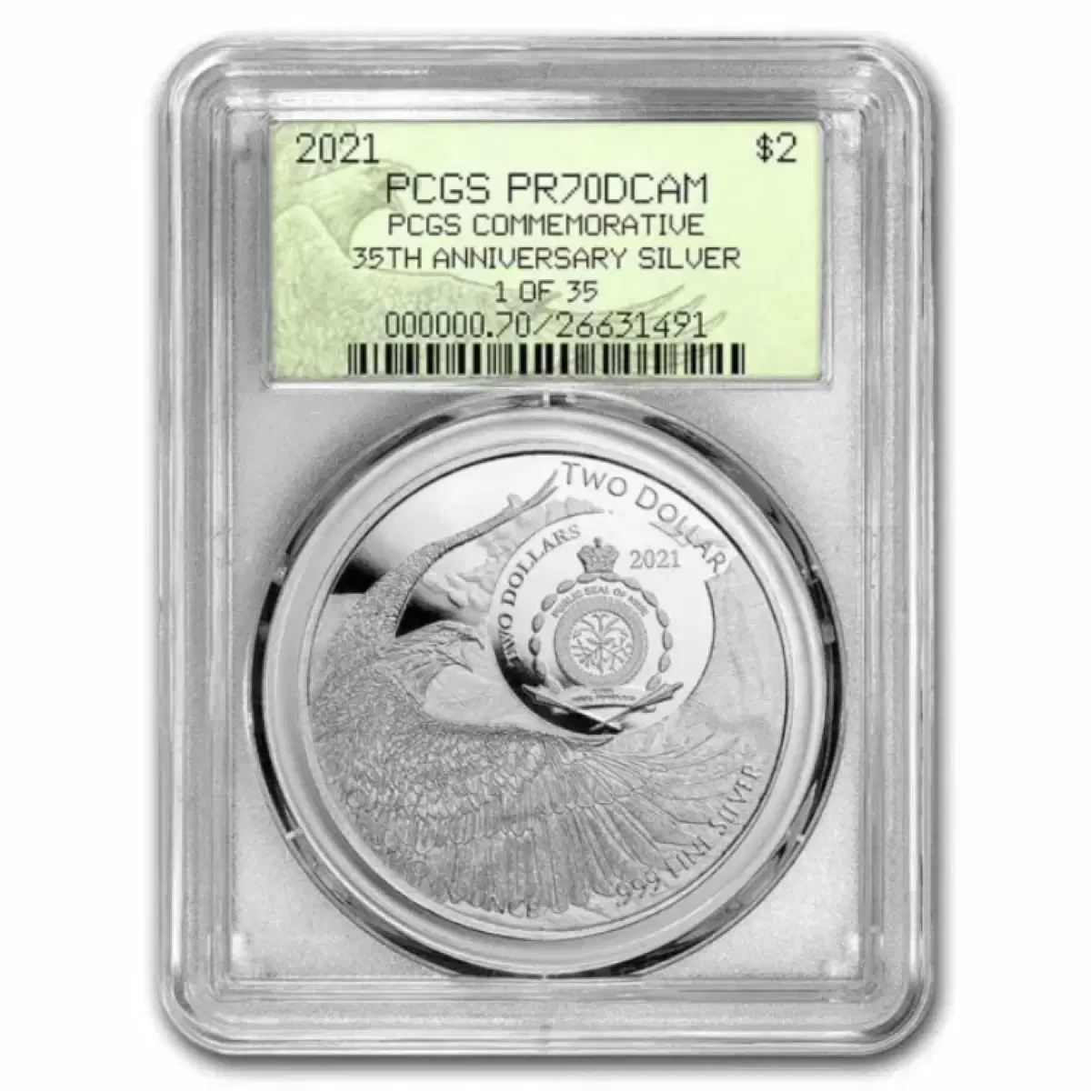 1온스 실버 PCGS 35주년 기념 주화 디자이너 사인