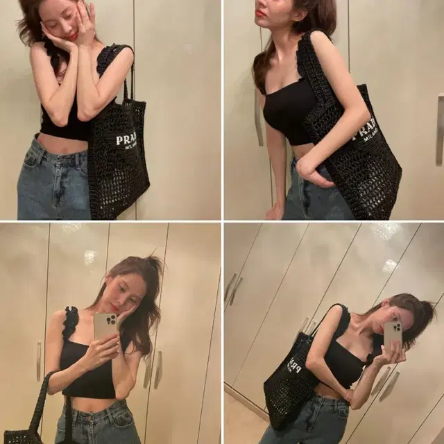 (새상품)프라  라피아 숄더백