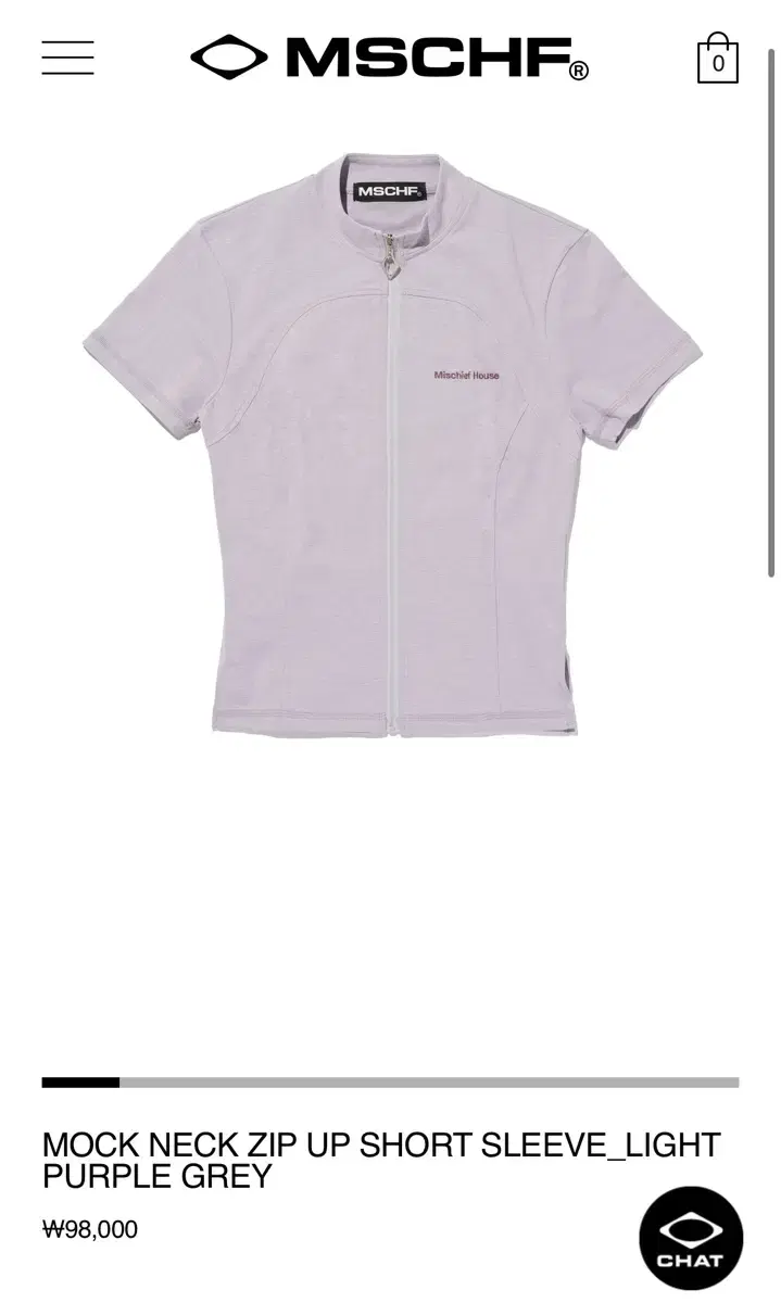 MOCK NECK ZIP UP SHORT SLEEVE_LIGHT PURP