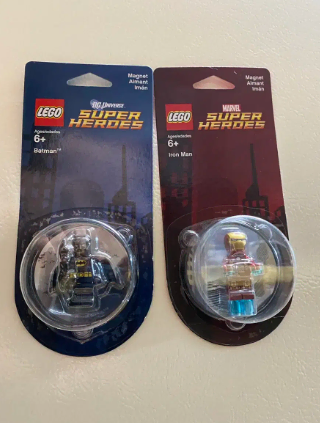 2 LEGO magnets bulk (Iron Man, Batman)