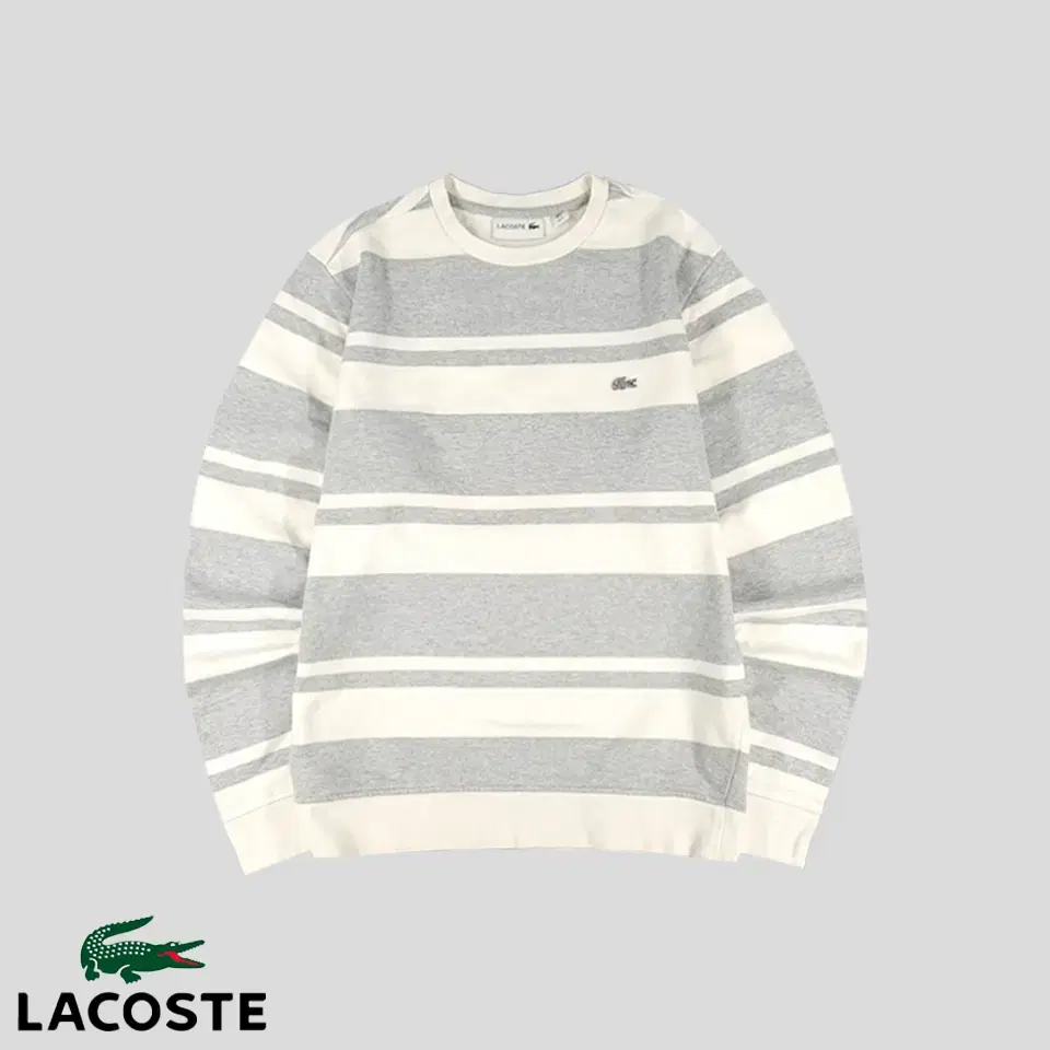 Lacoste MelangeGray white striped gray croc-patch heavy cotton100 s