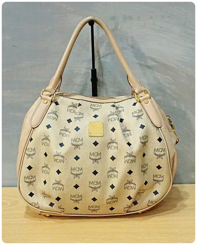 MCM Beige Visetos leather tote