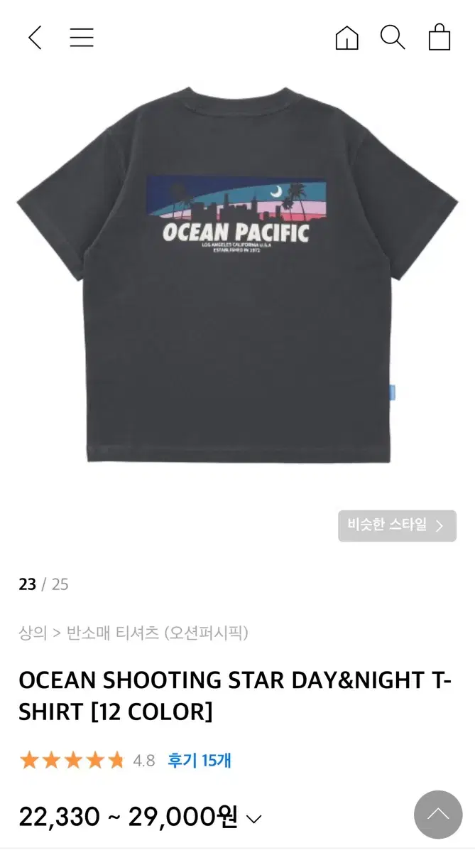 [Ocean Pacific] Ocean Shooting Star dey and night t-shirts.