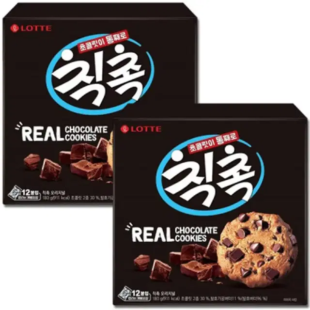 [무료배송] 롯데 칙촉 24봉 (180g x 2박스) 초콜릿 쿠키 과자