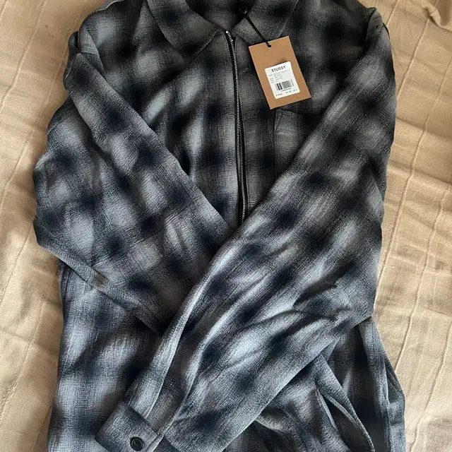 Stussy zip shirt twisted yarn plaid XL