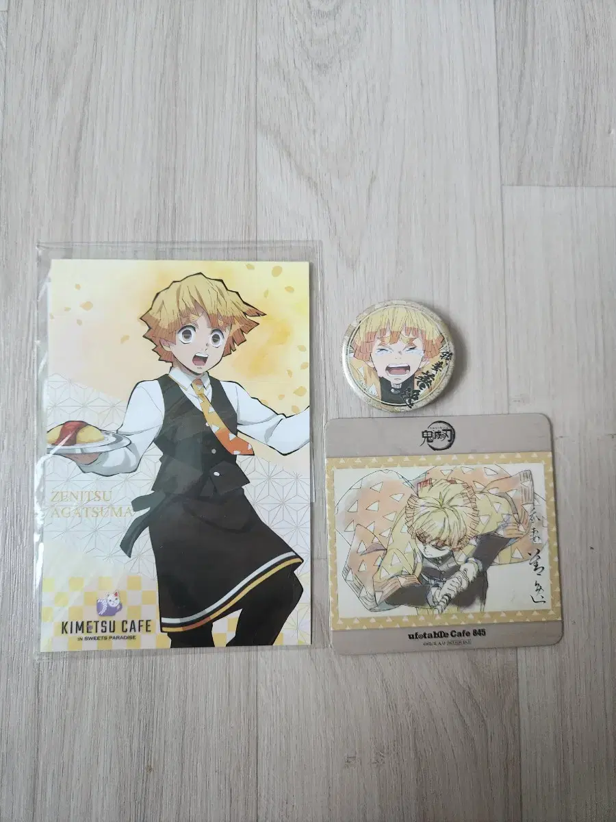 Price drop)Gyukal Zenitsu Postcard, U-Portable Can Badge & Coaster