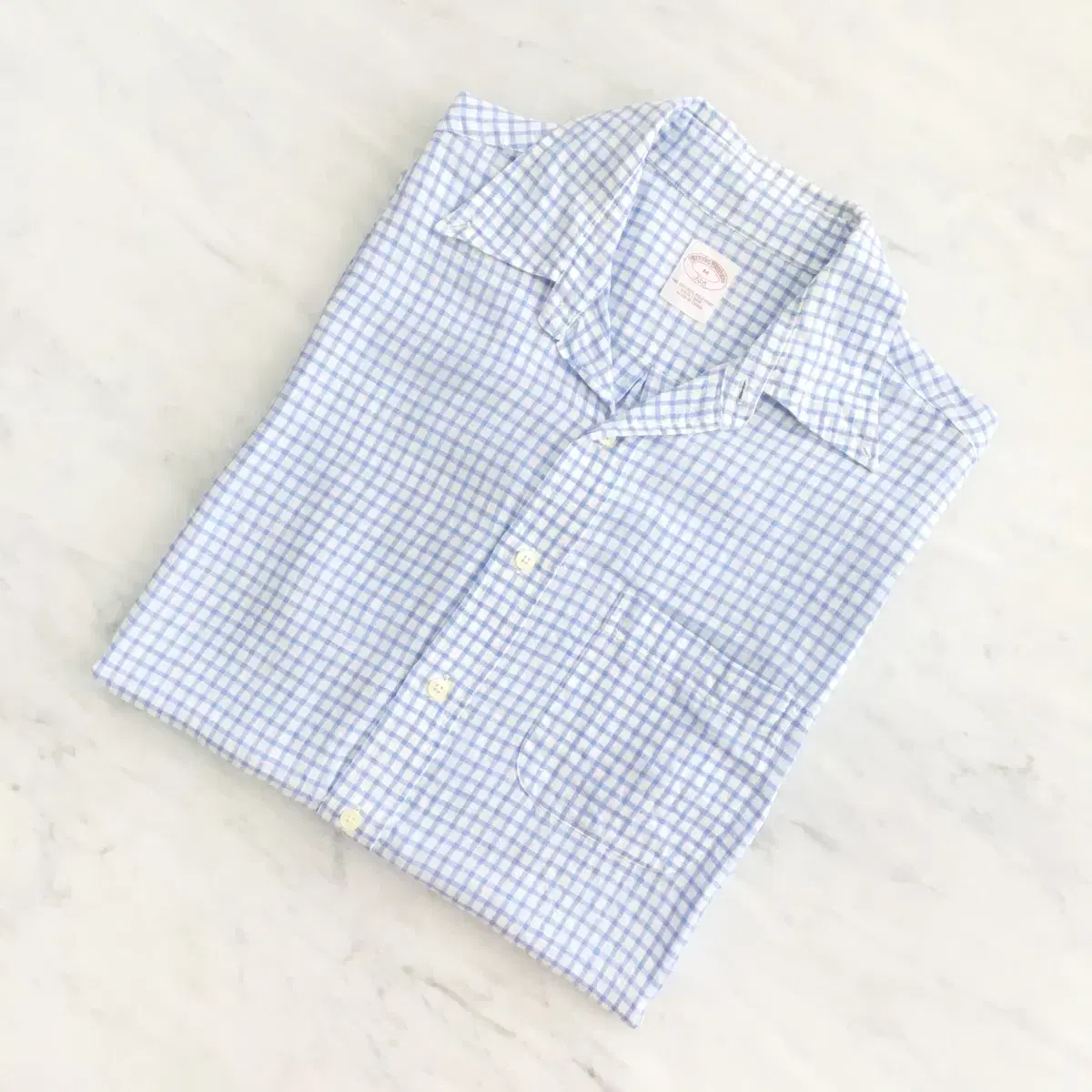 Brooks Brothers sora Gingham Check Linen Shirt Men's Size 110