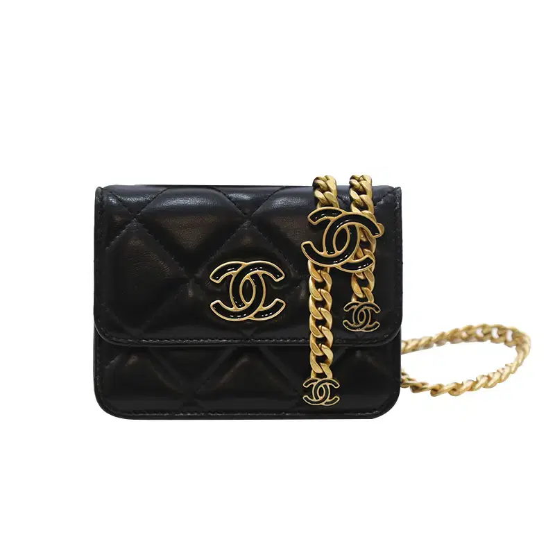 (Genuine) Chanel AP2367 Sling Bag Belt Bag CC Mini Wallet Chain Flap Bag Black