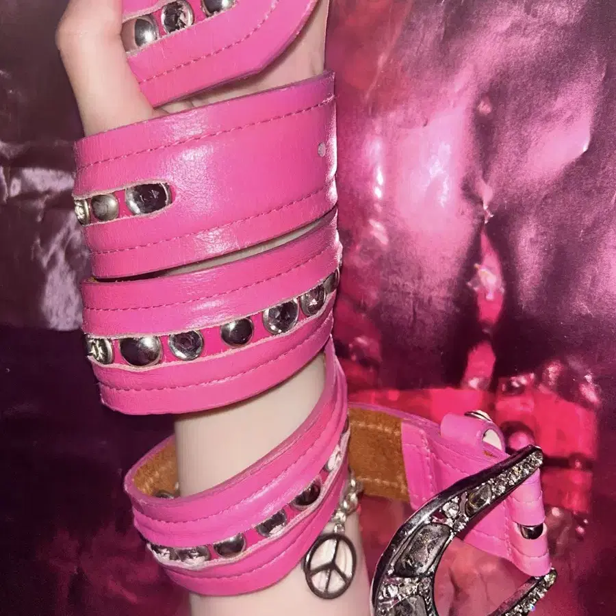 Y2K Cubic Stud Pink Belt