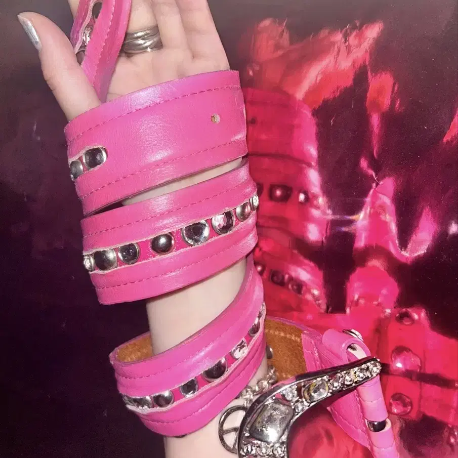 Y2K Cubic Stud Pink Belt