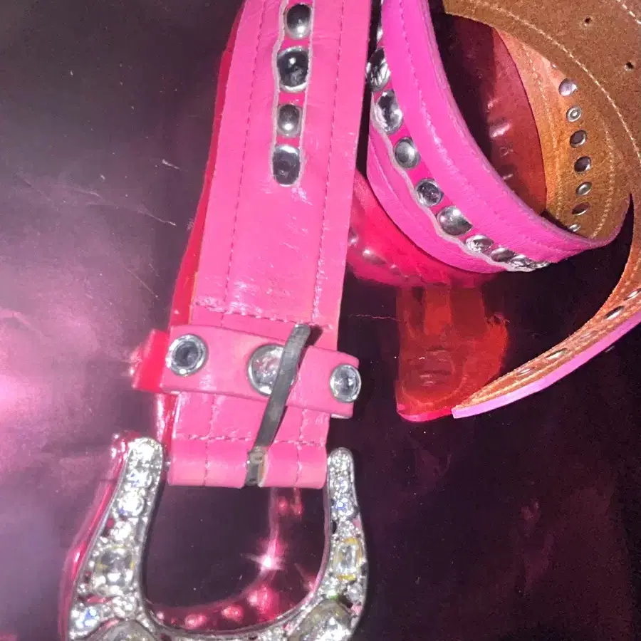 Y2K Cubic Stud Pink Belt