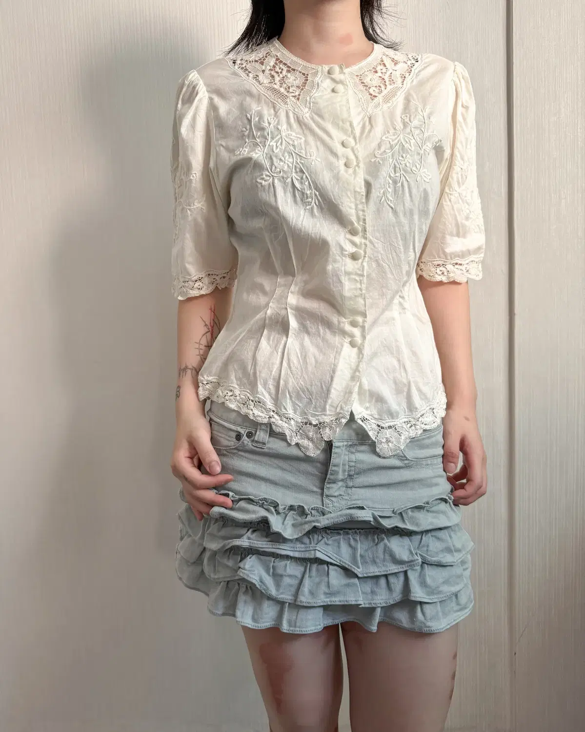 Needle work lace blouse