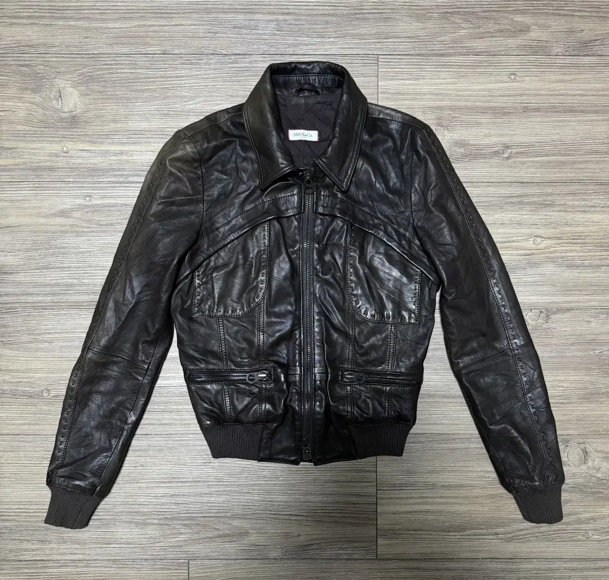 Max Co Lambskin and Dark Brown Leather Jacket