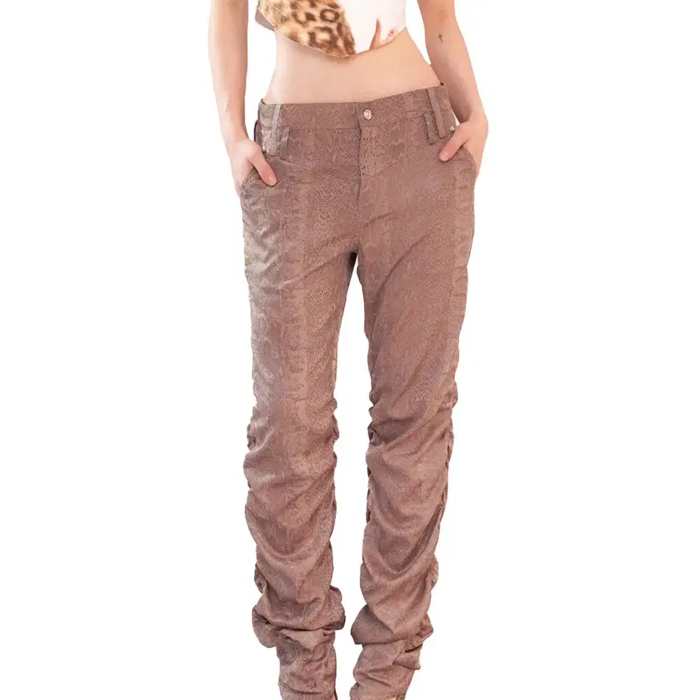 2000ARCHIVES Snake Shirring Pants Beige