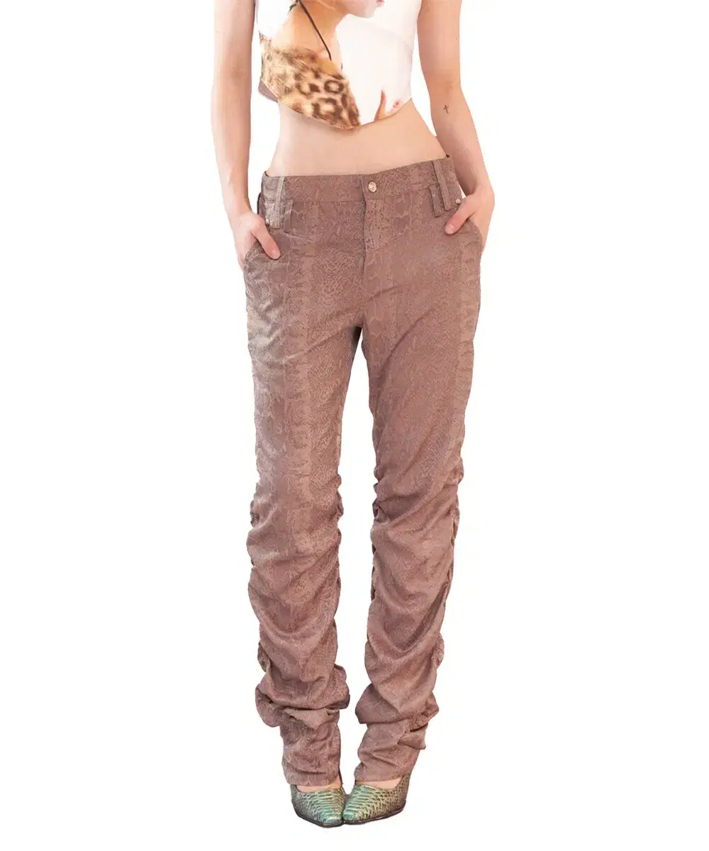 2000ARCHIVES Snake Shirring Pants Beige