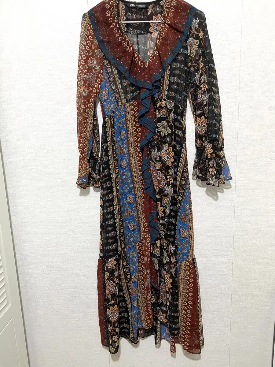 ZARA Ethnic chiffon shirring ONEPIECE