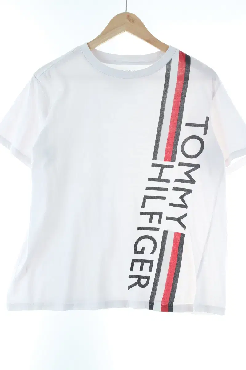 W(XL) Tommy Hilfiger Vahn T-Shirt White Cotton Old School Printing-D5A8