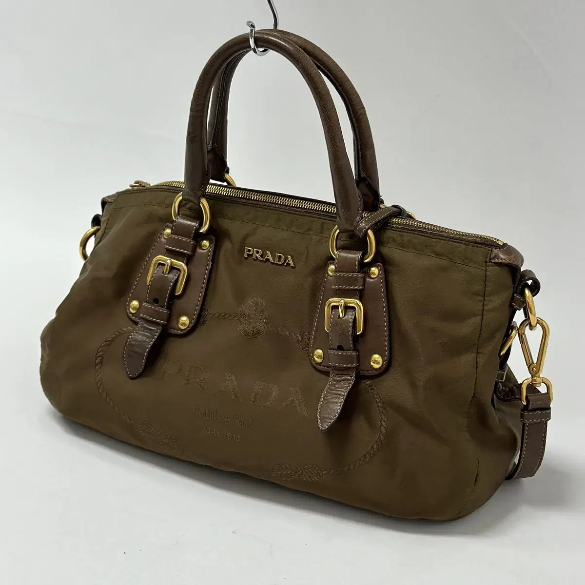 Prada Khaki Pockonot Two-Way Handbag