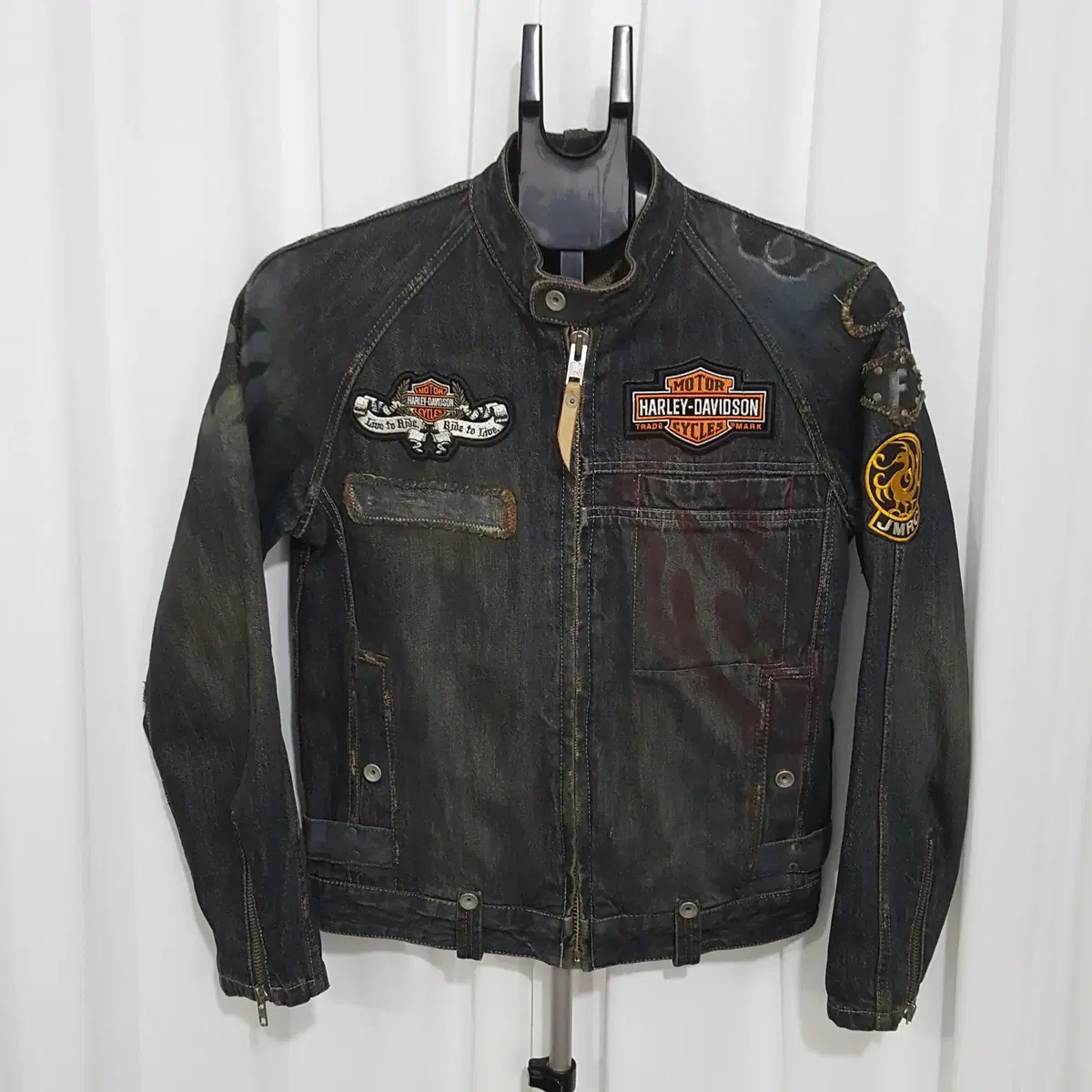 Harley-Davidson Washed Denim Jeans Jacket Size 95 Oilcloth