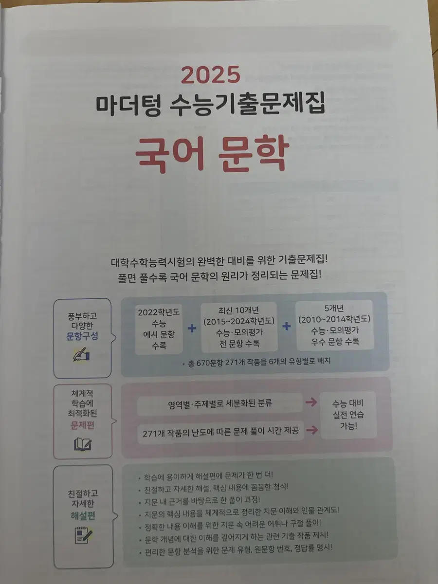 2025 마더텅 문학 수능 기출문제집과 해설