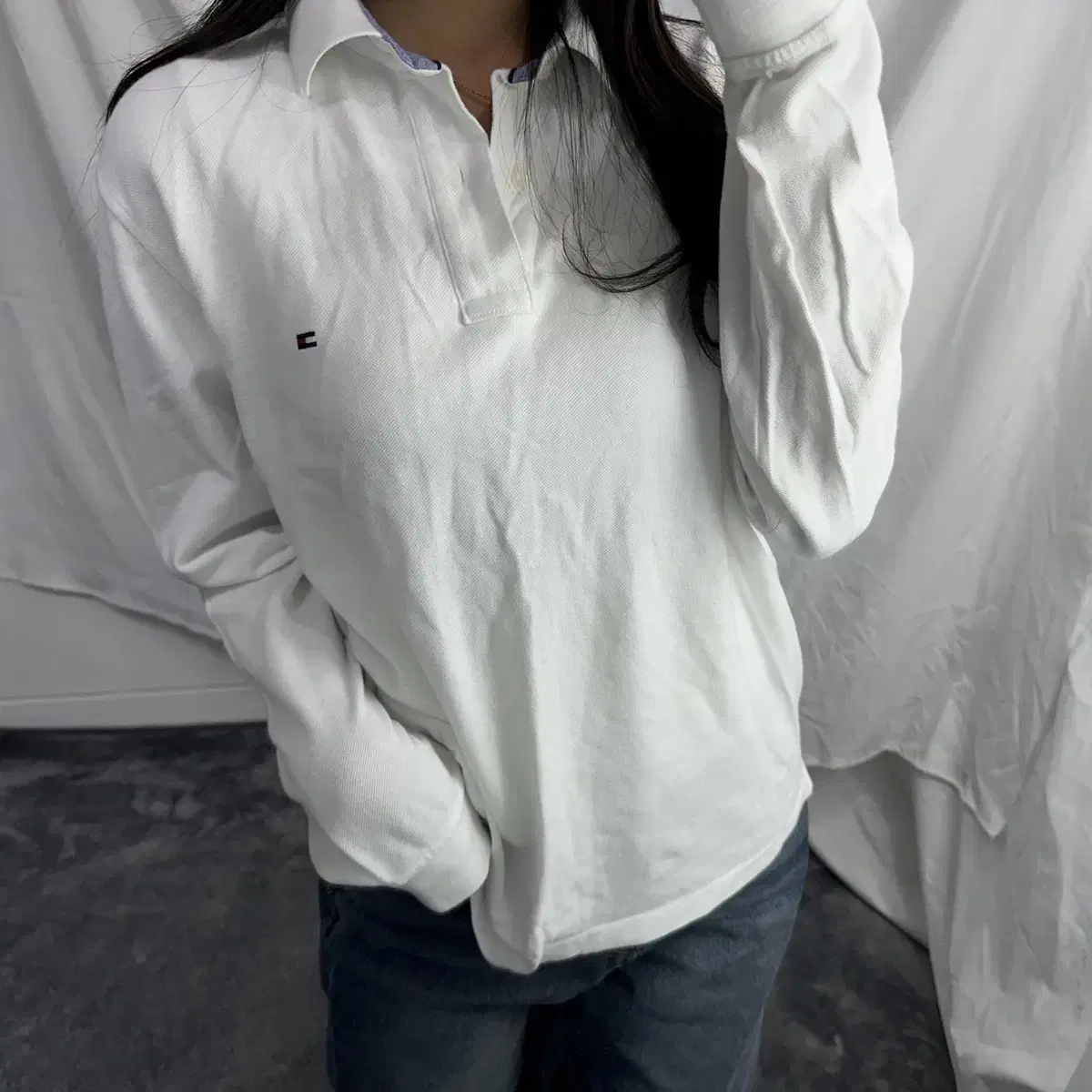 Tommy Hilfiger White PK Long Sleeve kara T-shirt