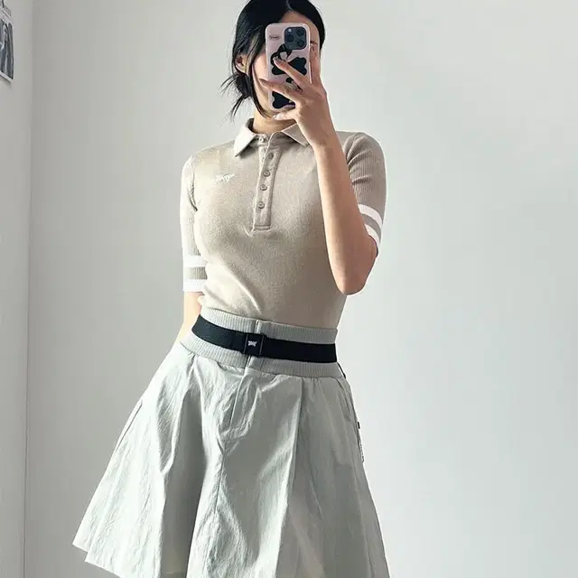 [P] WOMEN SUMMER HIGH WAIST BELTED SKIRT