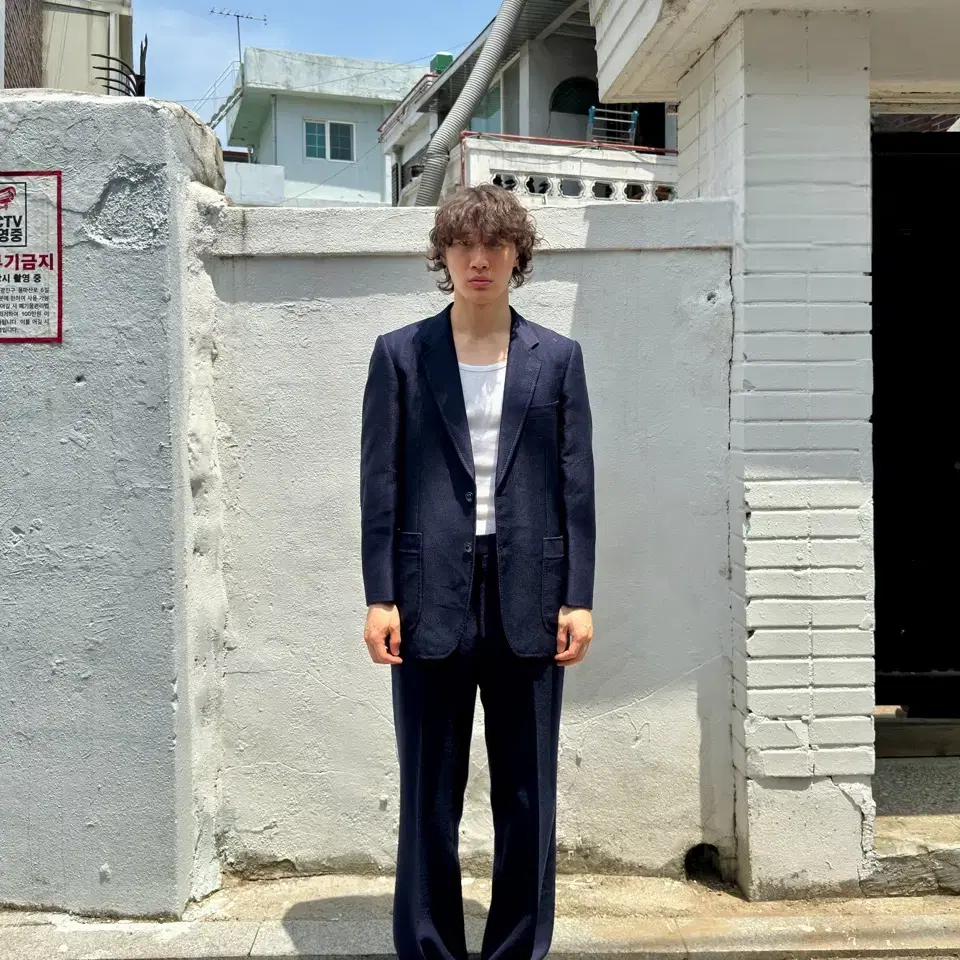 vintage classic navy wool boot cut suit