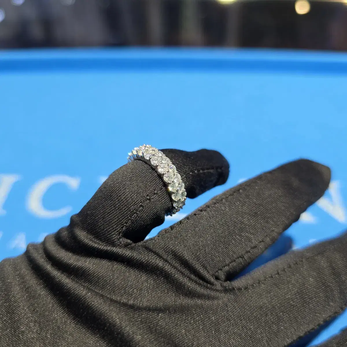 ICE Ring 2줄 여성용 2.5MM 모이사나이트 이터너티링 다이아반지