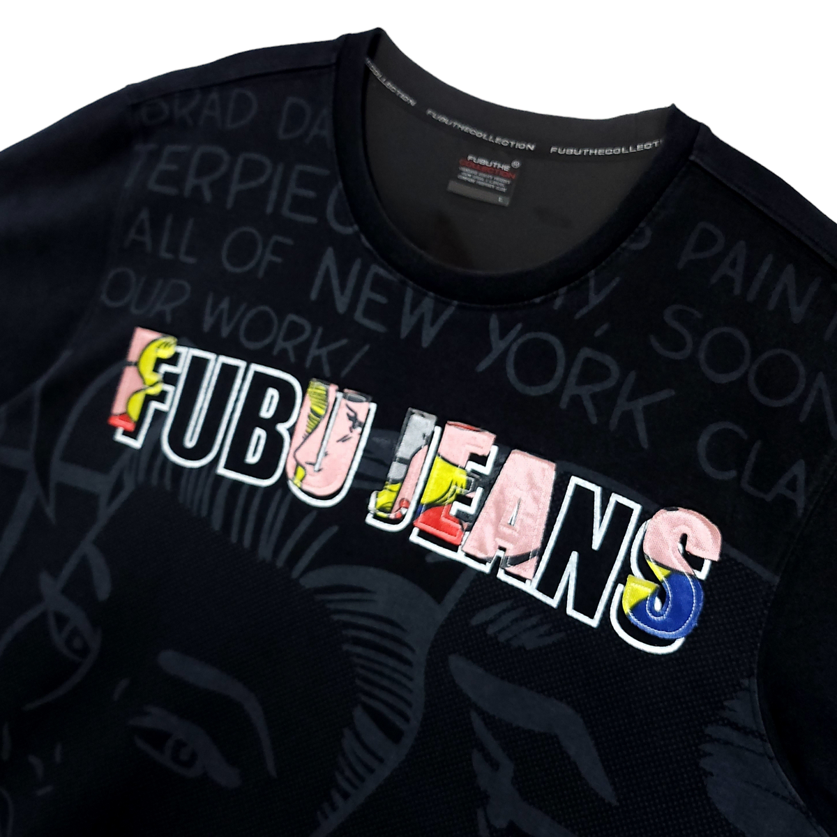 [L] FUBU JEANS 레터링 블랙 반팔티셔츠