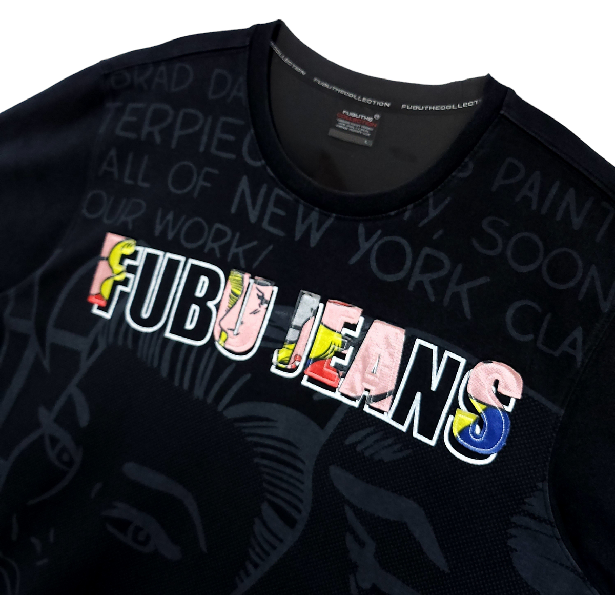 [L] FUBU JEANS Lettering black short sleeve T-shirt