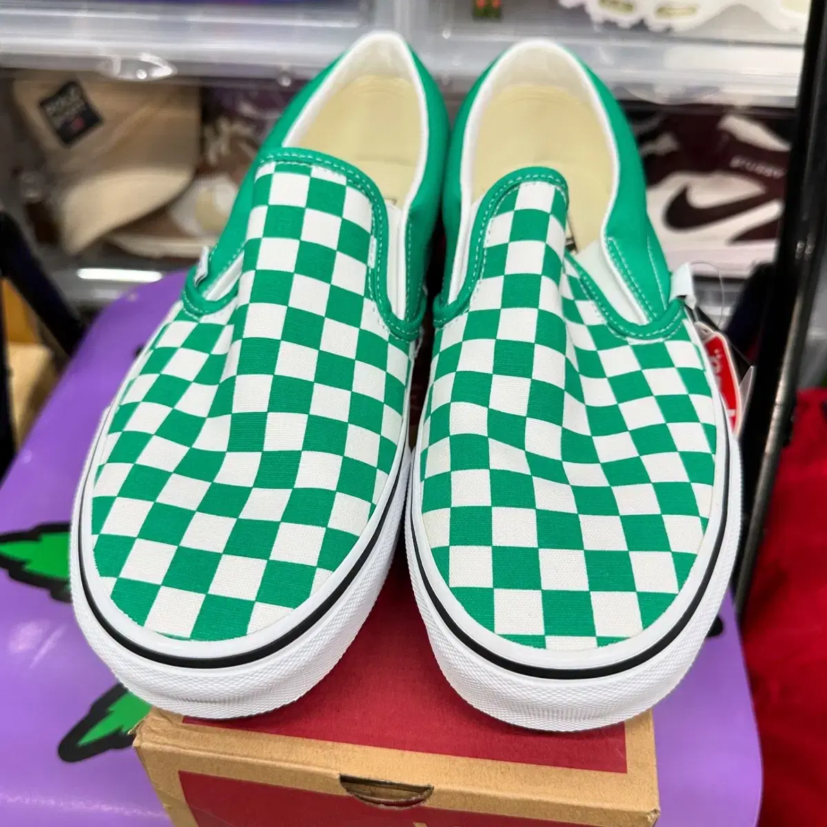 반스 슬립온 체커보드 그린 vans slip on